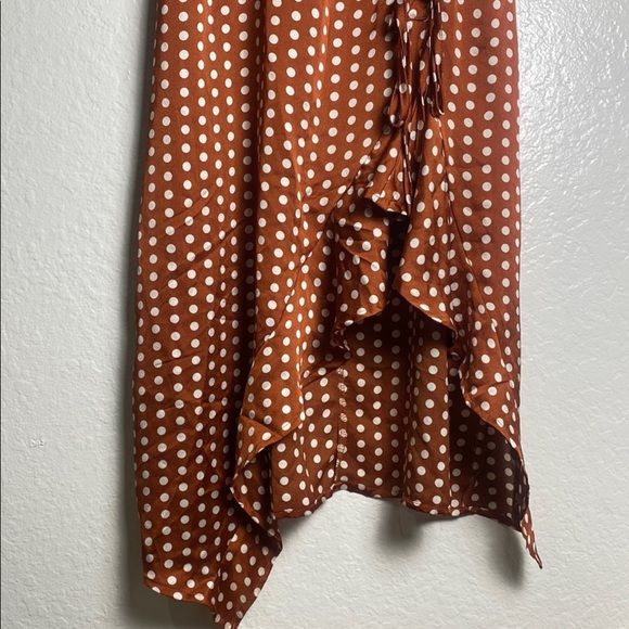 Glamaker Polka Dot Brown Wrap Dress Size L - Picture 4 of 12